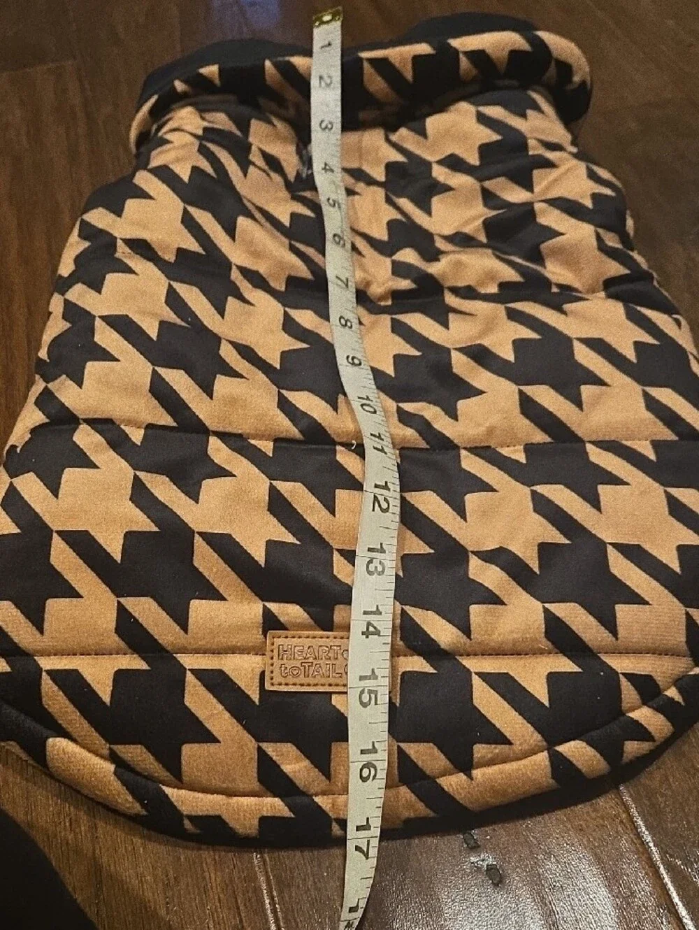 Reversable Houndstooth Puffer Dog Vest - Black & Tan